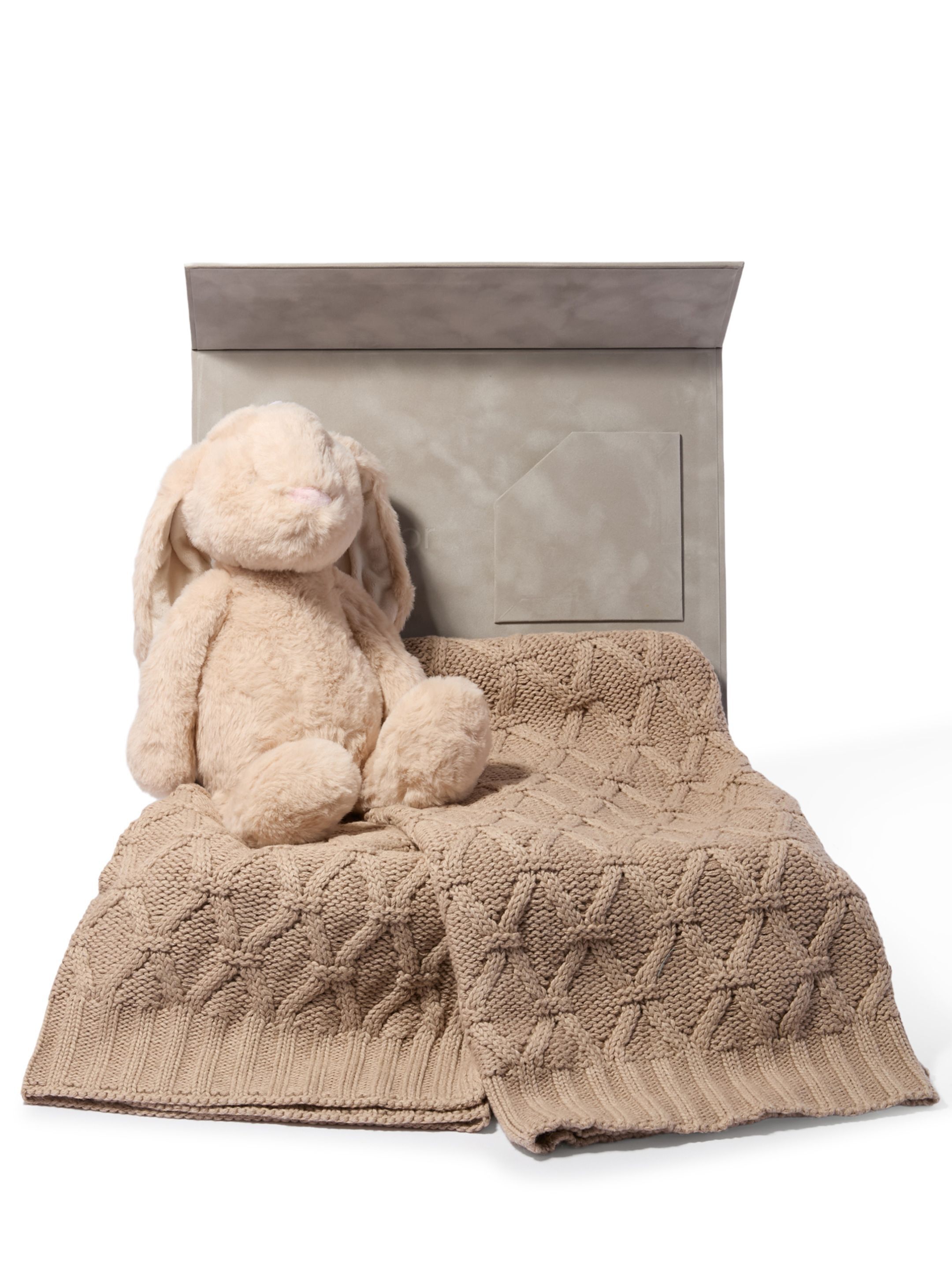 Cosy Gift Set - Seedling Knitted Blanket with Tan Bunny Soft Toy image number 1